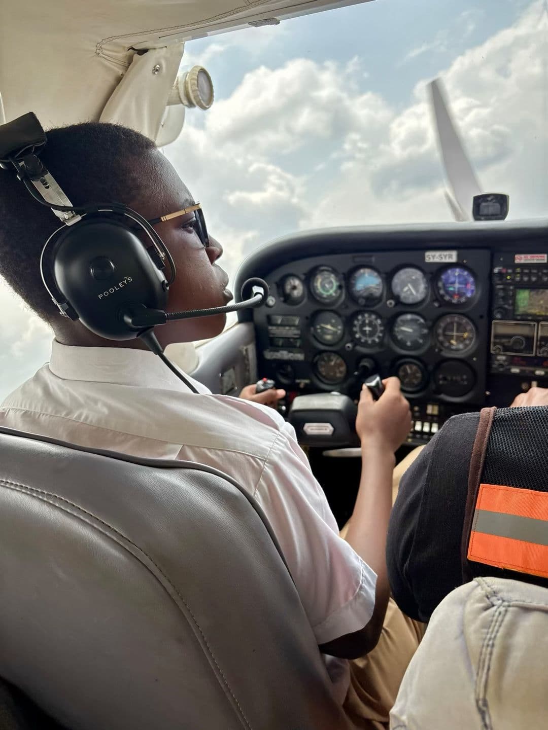 Precious Schools aviation student learning at the aircraft controls