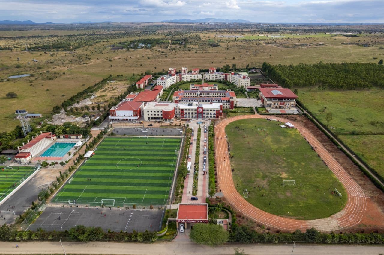 Aerial view of Precious Schools learning blocks and courtyard