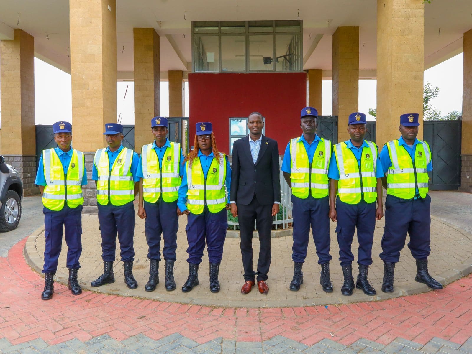 Precious Schools security team standing together at the campus entrance